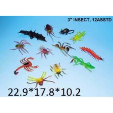 Насекомые, ЦЕНА ЗА УП., В УП. 12ШТ, резин., 3", 12 видов, в пак. Артикул: H9601