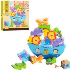 Деревянная игра баланс "Корабль", животные 12шт, кубик, в кор. 22,5*20,5*3,5смАртикул: MD1016