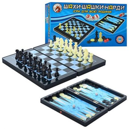 Шахи, шашки, нарди магнітні, 3в1, пластик, розмір поля 35 * 31,5 см, в кор. 32*18*5см т) MC1178(8899)