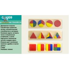 ДЕРЕВ'ЯН. ЛОГІКА CLR309 (300ШТ) ГЕОМЕТРИЧ. ФІГУРИ, 3 ВИДА, У ПЛІНКУ, 26,5 * 7,5 * 1СМ Код: CLR309
