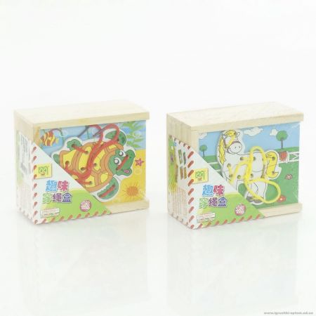 Деревянная игра "Шнуровочка", 3 вида, в кор.24*19*3см., (72шт)  Артикул: 779-616