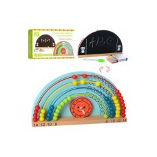 Дерев'яна іграшка Набір першокласника MD 1131 дощечка, крейда, рахунки, годинник, маркер, кор., 