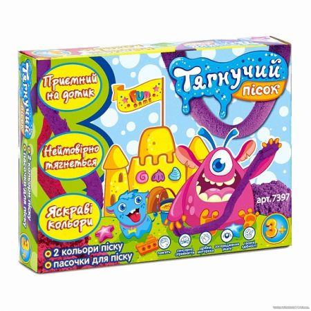 Пісок тягучий кінетичний 7397 "Чародійний тягнучий пісок" (8) 700 грамм + паски, "FUN GAME"